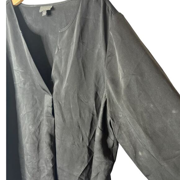 J. Jill Wearever Easy Care Plus 2X Black Sand-washed 3/4 Sleeve V-Neck Blouse - Picture 4 of 8